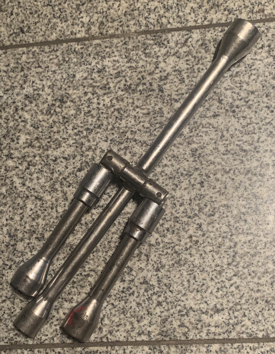 Tire Iron 14″ 4-Way Folding Lug Wrench 17mm 3/4″ 19mm 13/16″ 21mm 7/8″ 22mm