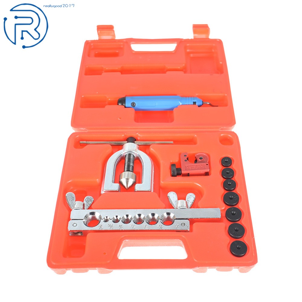 Brake Line Flaring Tool Kit with Mini Tubing Cutter – Single and Double Flare
