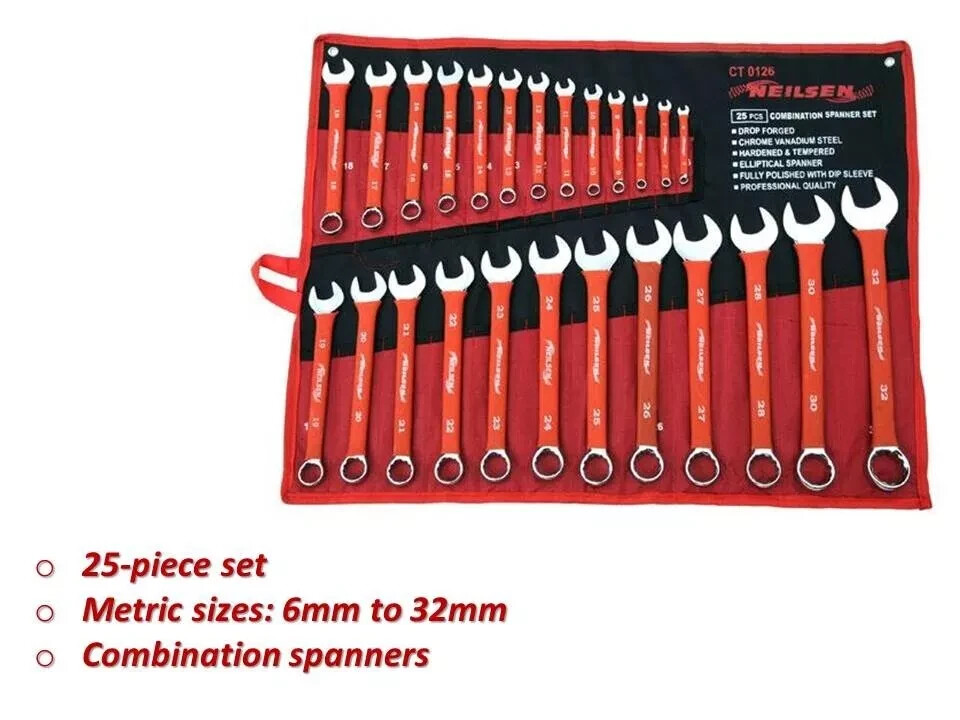 Combination Spanner Wrench Set 6mm – 32mm 25pc Soft Grip Metric Neilsen CT0126
