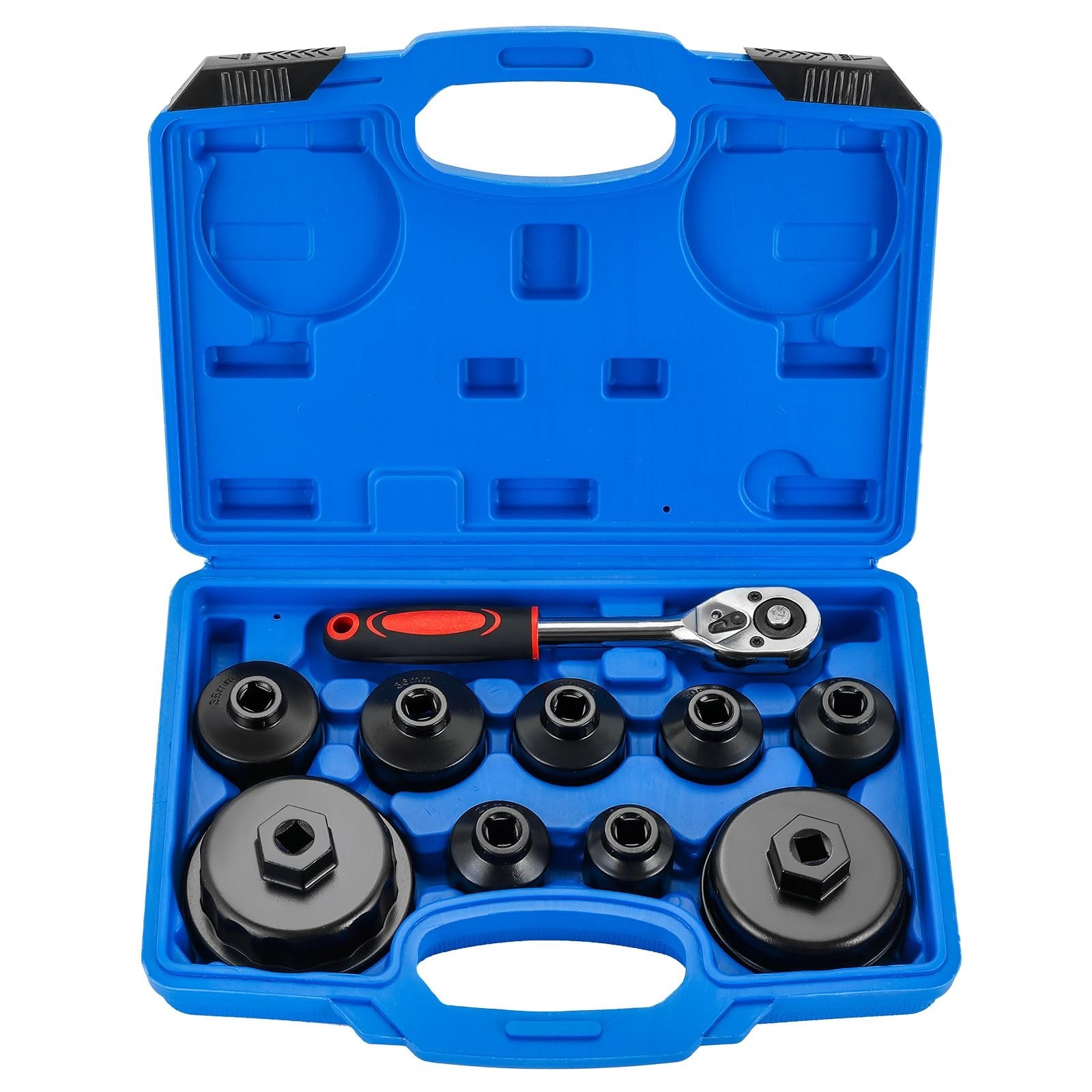 10PCS Metric Oil Filter Wrench Set | 3/8″ Drive Cap Removal Tool Kit for Toyota,
