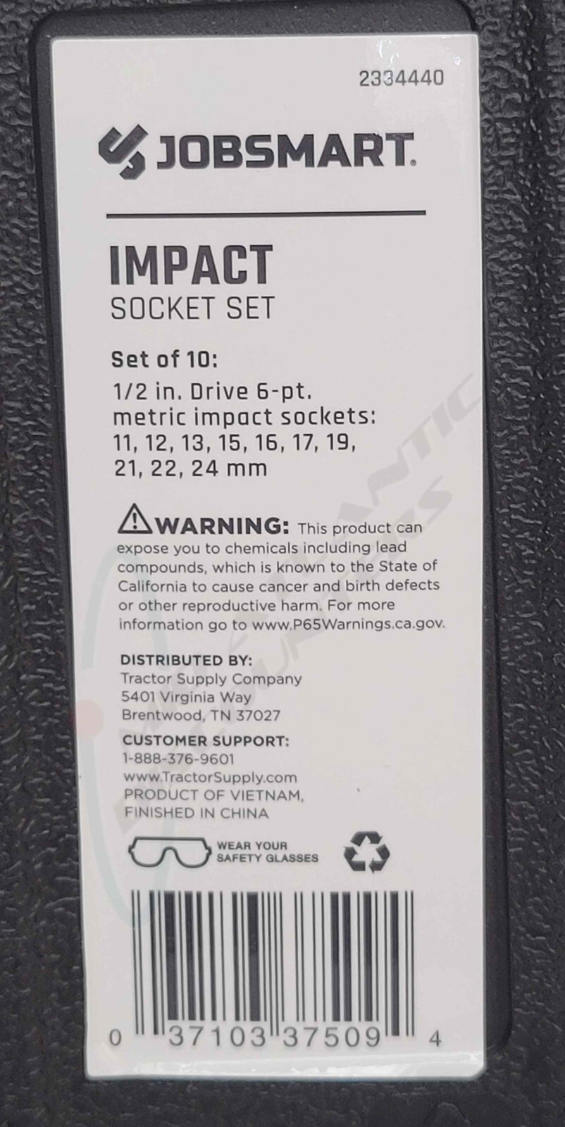 10PC JobSmart 6pt Shallow Metric 1/2″ Drive Impact Socket Set 11-17 19 21 22 24