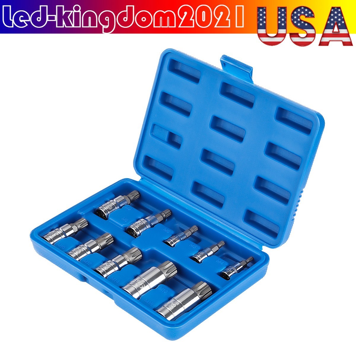 Triple Square Bit Socket Set Tamper Proof with Case 12 Points with Carrying Case