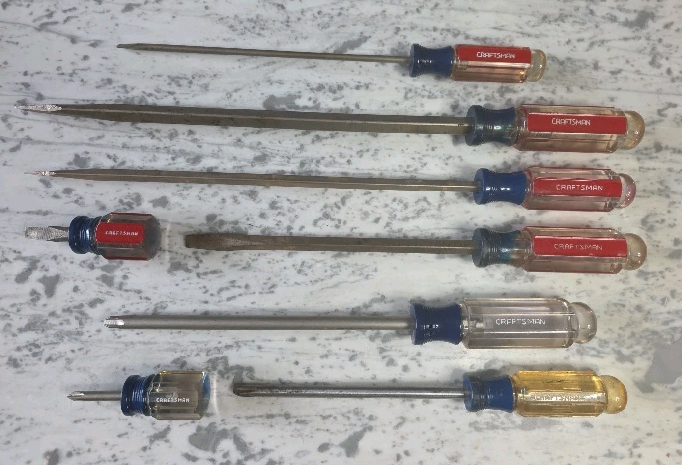 Vintage Craftsman Lot Of 8 Phillips & Slotted Flat Head Screwdriver Set USA
