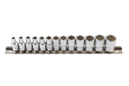 Double Cut 12 Point Bi-Hex Standard Socket Set 1/4″Drive 13pc 4mm – 14mm