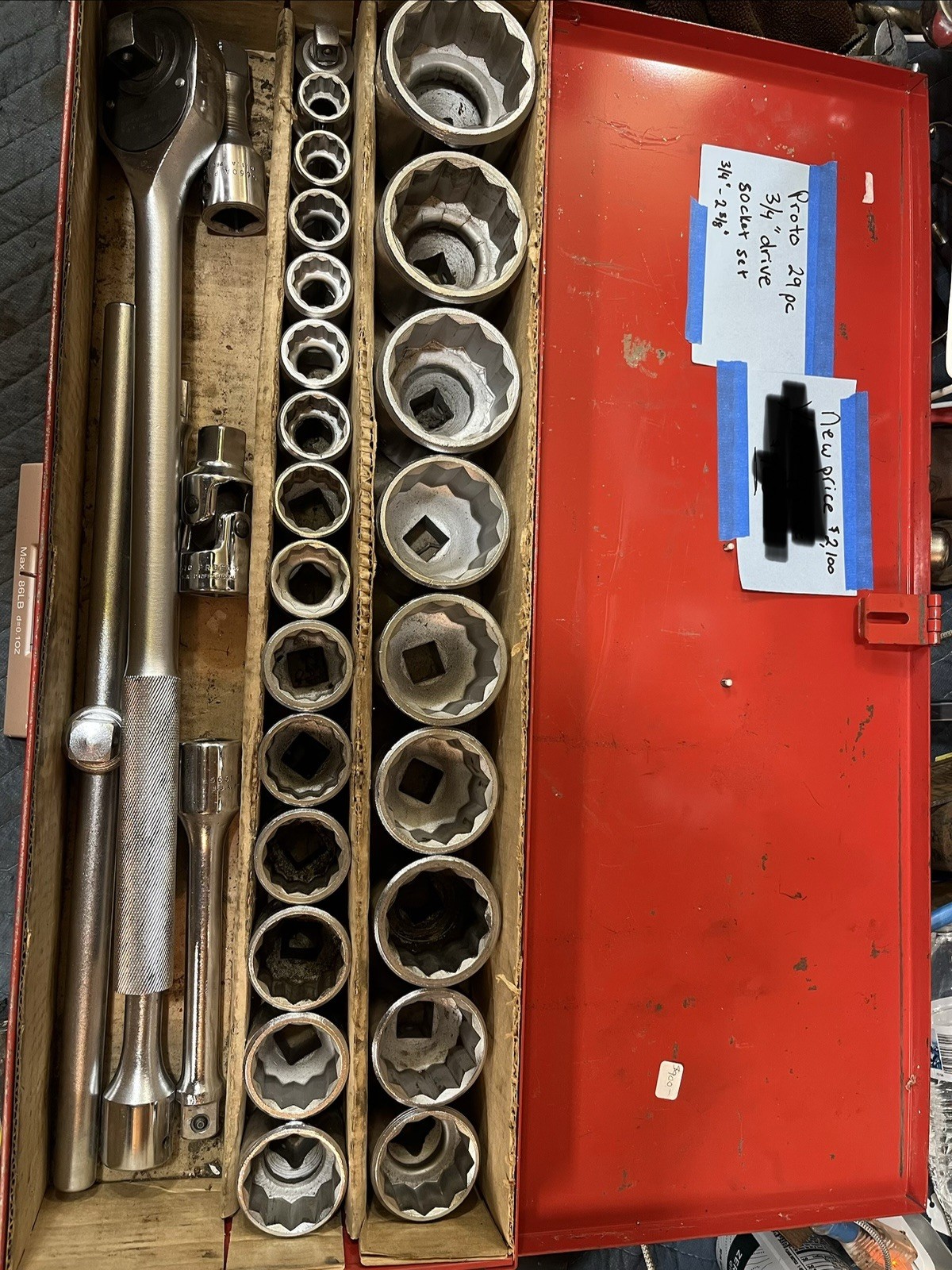 Proto 3/4” Socket Set 29 pcs In Metal Case