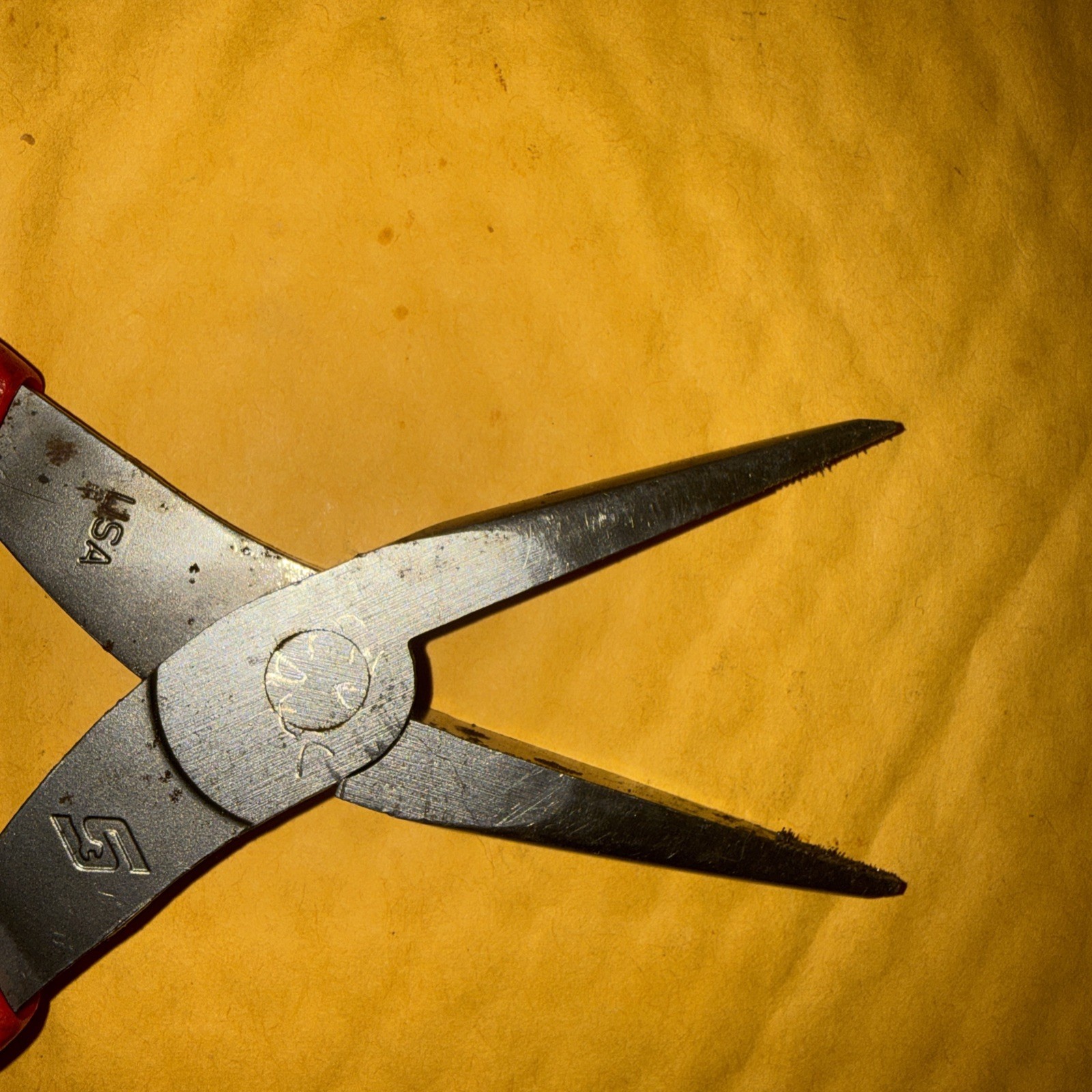 Snap-on Tools 96ACF 8″ Long Needle Nose Pliers Red USA