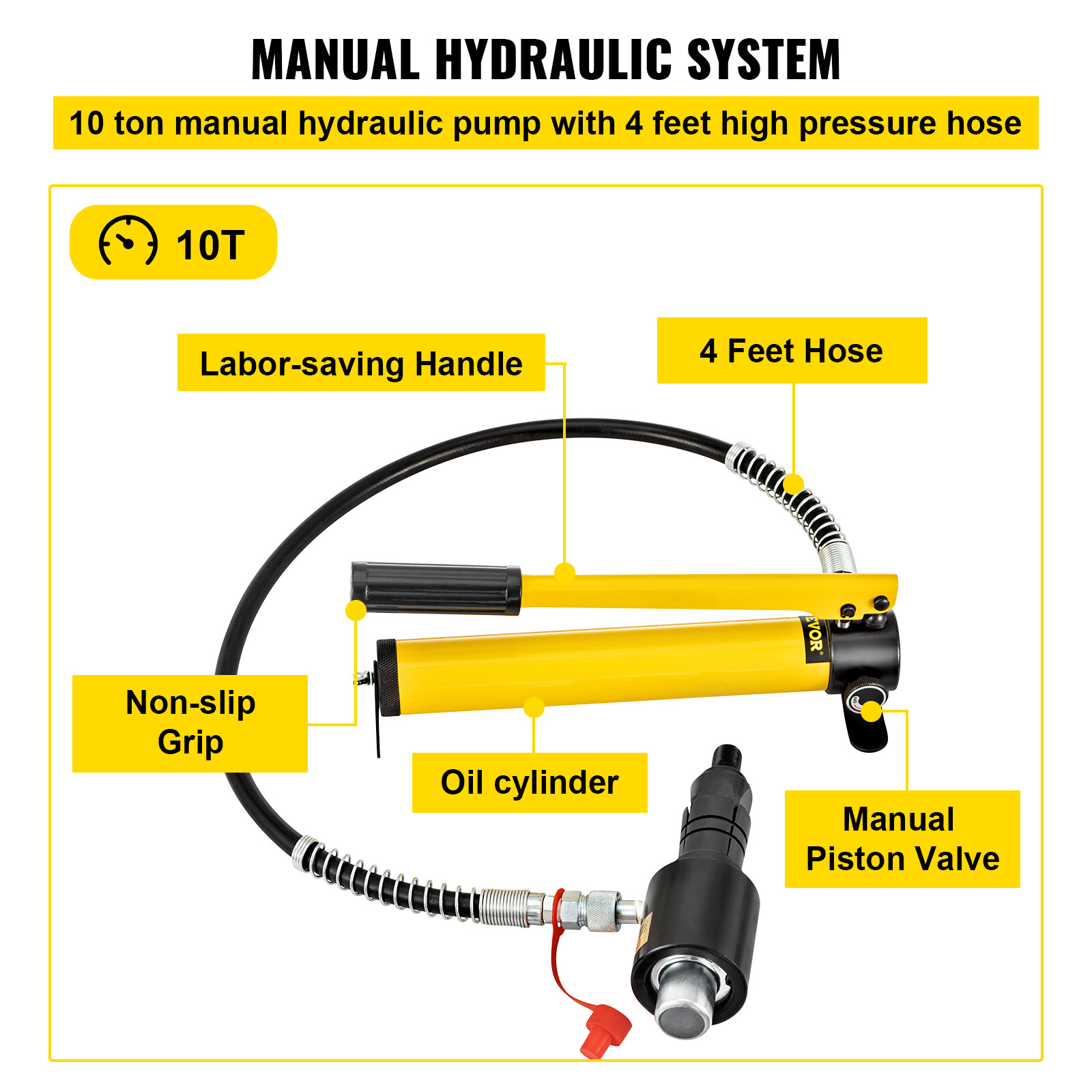 VEVOR Hydraulic Exhaust Pipe Expander Manual Tailpipe 1-5/8″ to 4 1/4″ 10 Tons