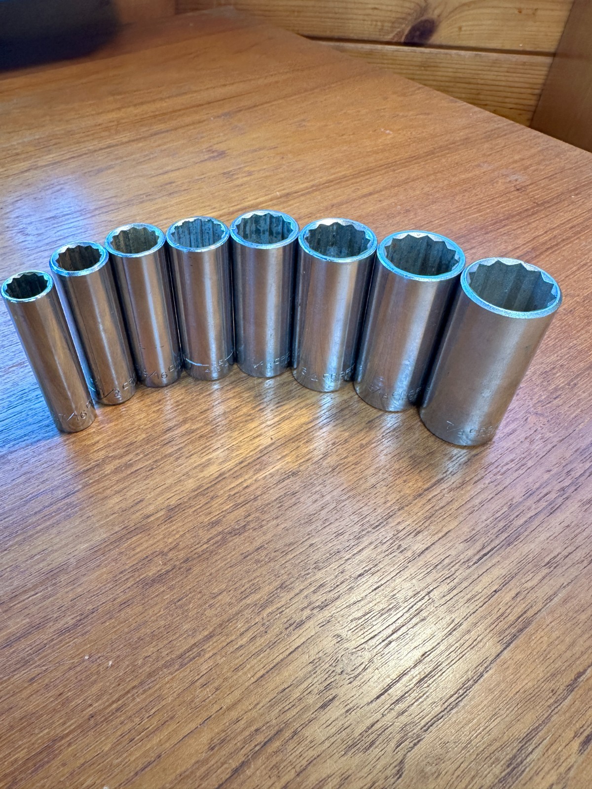 Craftsman Deep Socket Set SAE 3/8 Dr 12 Pt -EE- Series 7/16 Thru 7/8 8pc