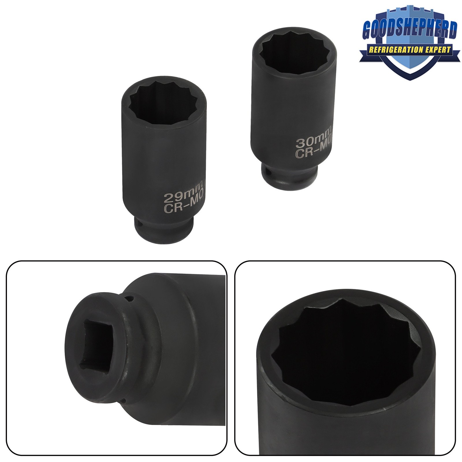 1/2-Inch Drive Deep Spindle Axle Nut Impact Socket Set 12 Point 1/2″ 8PCS