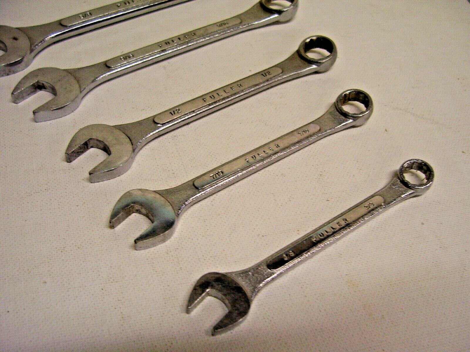 LOT OF 5 FULLER SAE COMBINATION WRENCHES CHROME FORGED ALLOY, 3/8-5/8