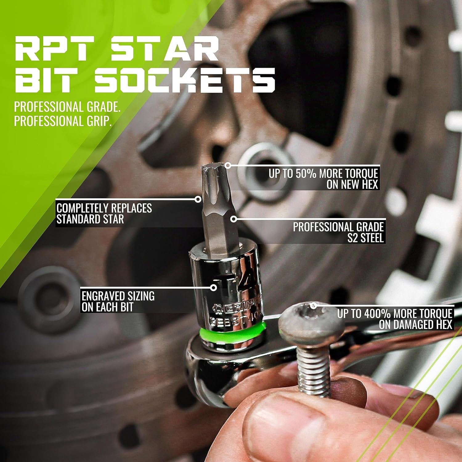 GRIPEDGE Tools | 9PC RPT Star Driver Set | Sizes T6 – T40 | 1/4» One Size