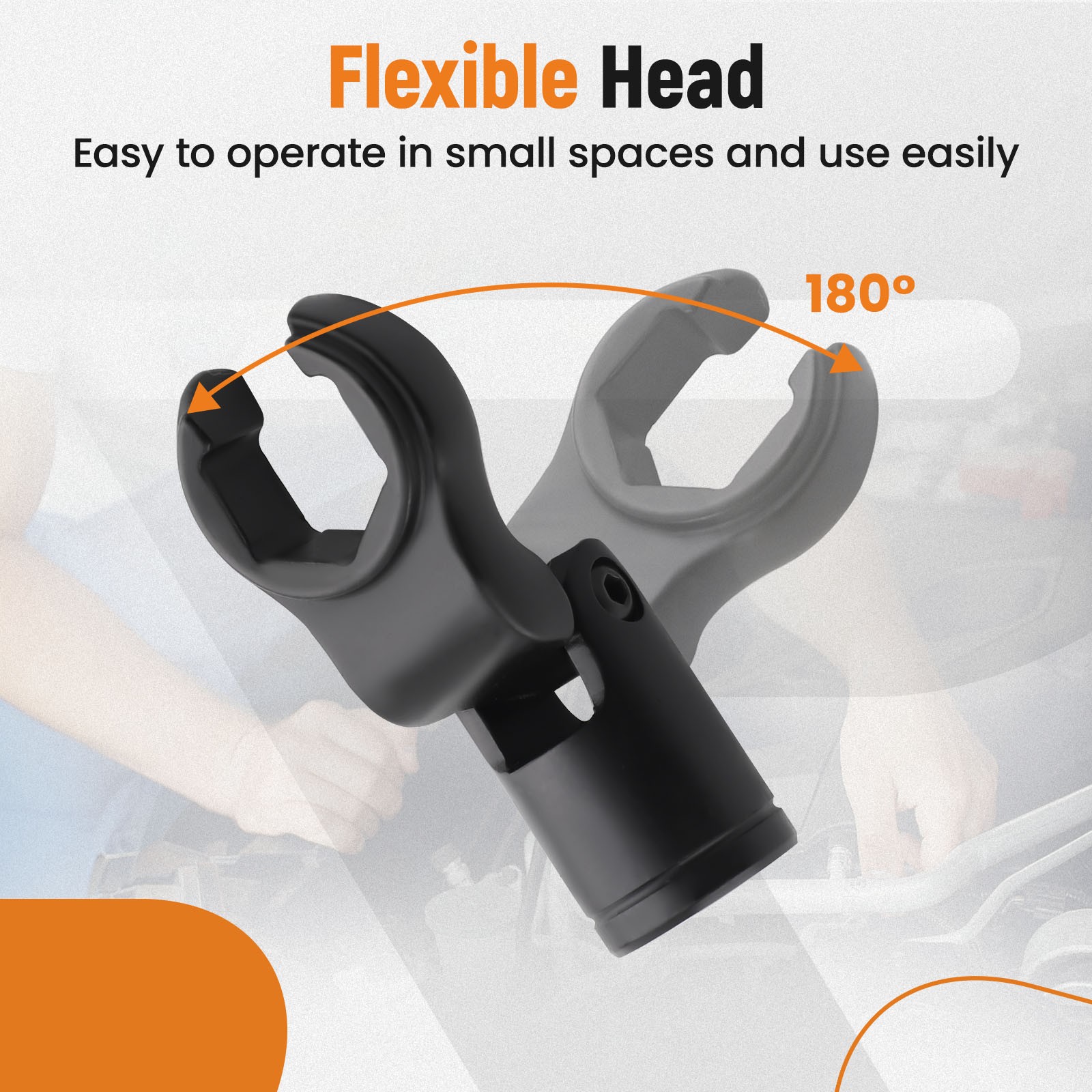 180° Flex Head Line Wrench Set 12-19mm for Brake Fuel System Service 8PC Kit