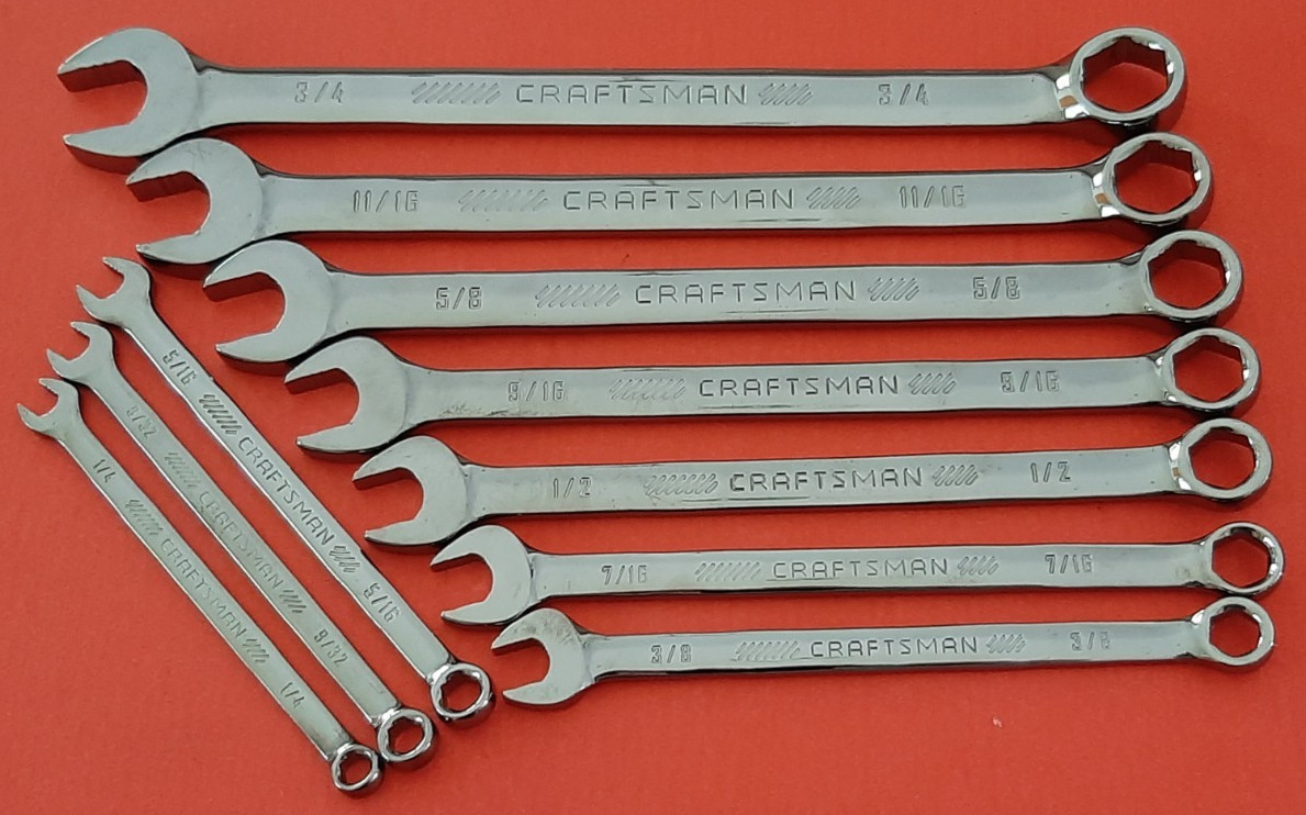 NEW Craftsman OVERDRIVE 10 Piece SAE Combination Wrench Set 1/4″ to 3/4″