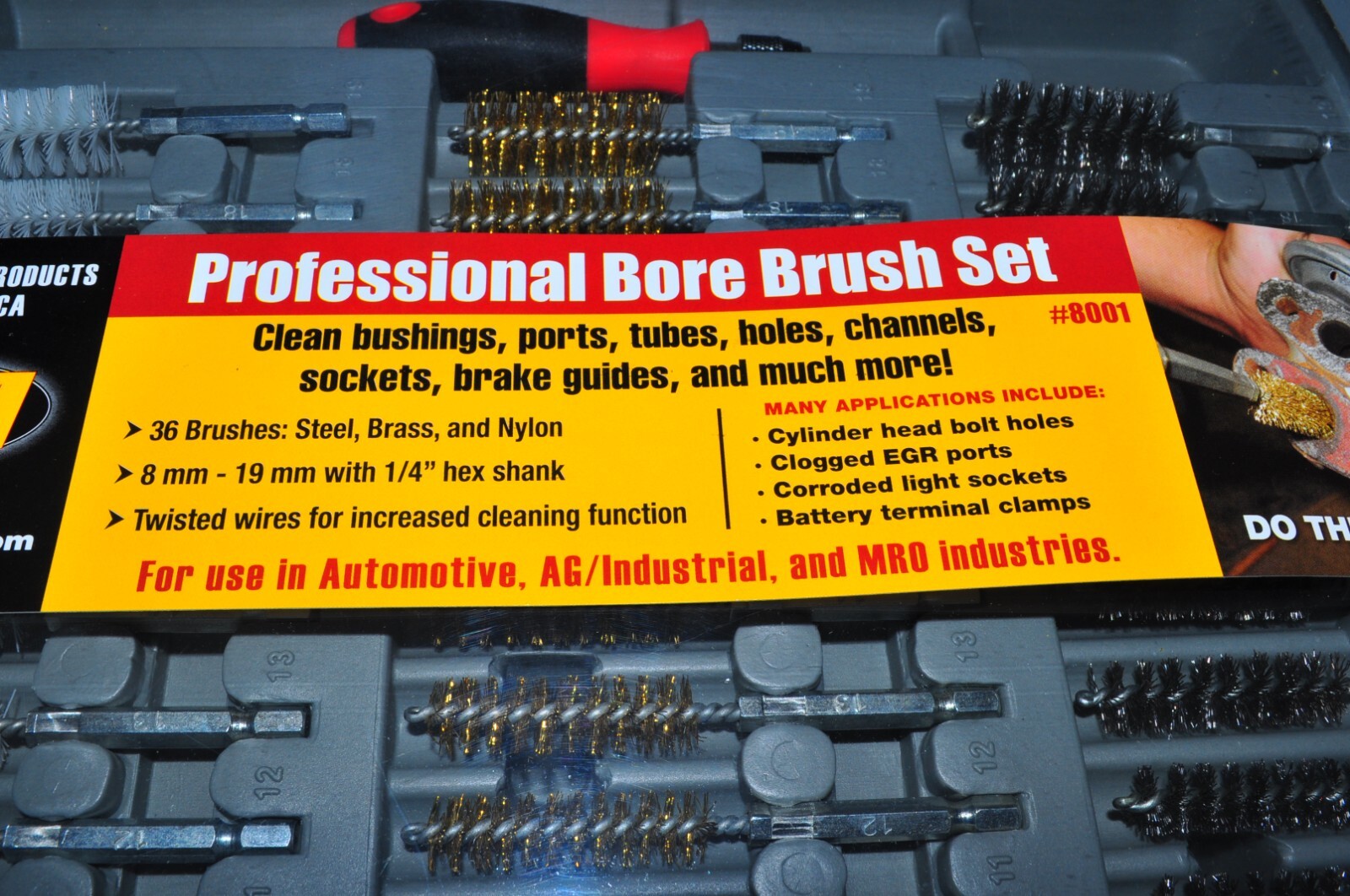 IPA 36-Piece Stainless Steel, Brass and Nylon Bore 8mm-19mm Brush Set 8001D