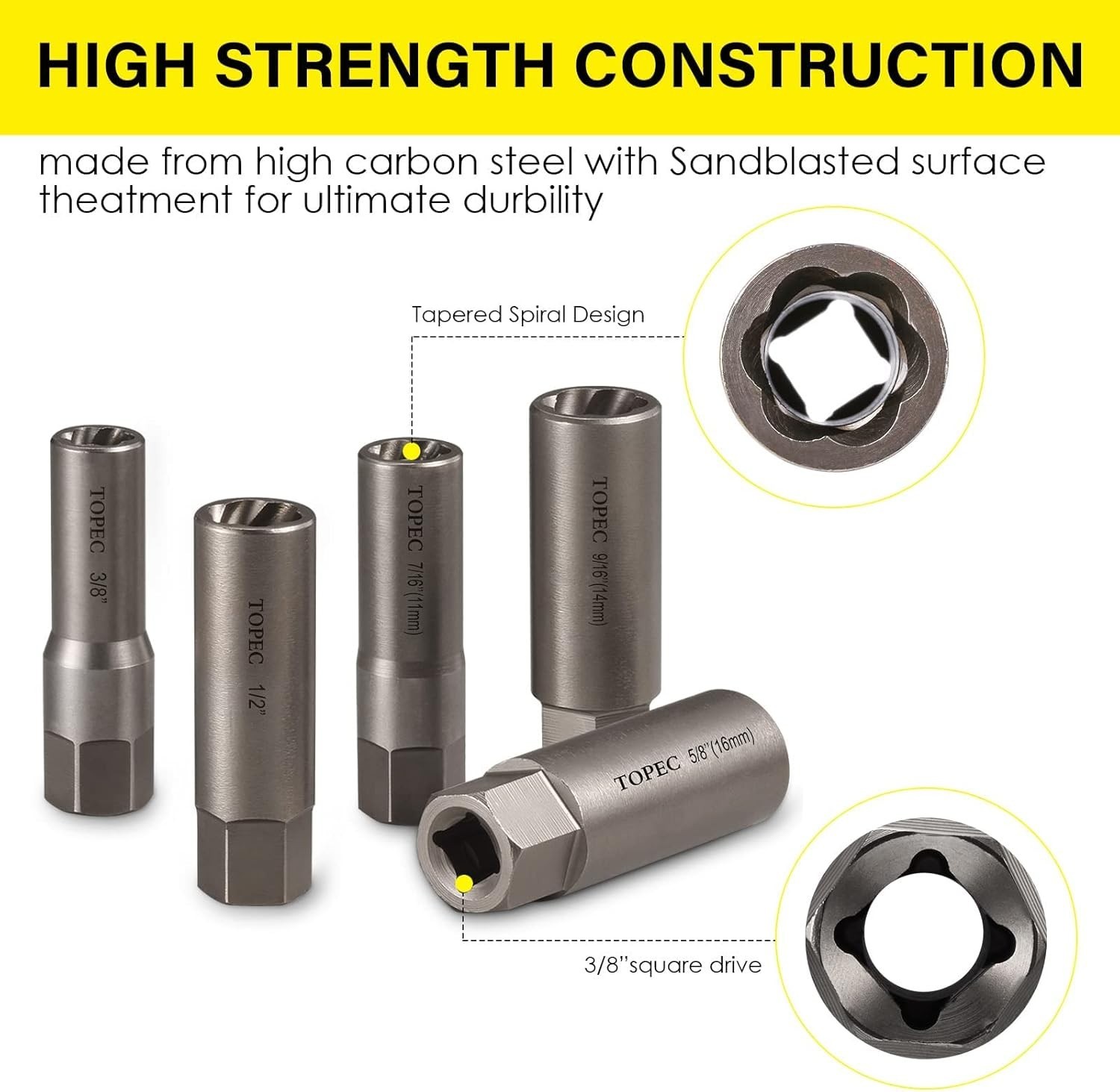 5-Piece Spiral Extractor Set in Chrome Molybdenum – Effortless Fastener Removal