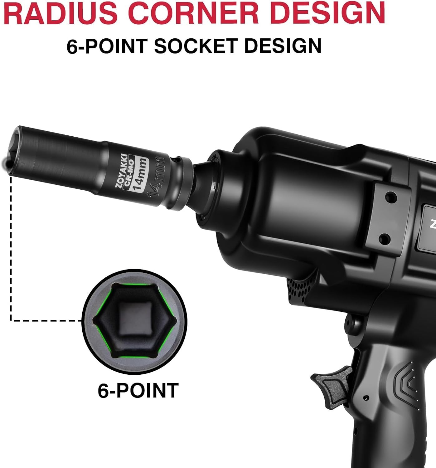 Versatile 14mm 6 Point Impact Socket – 1/2″ Drive, Ideal for Auto Repairs