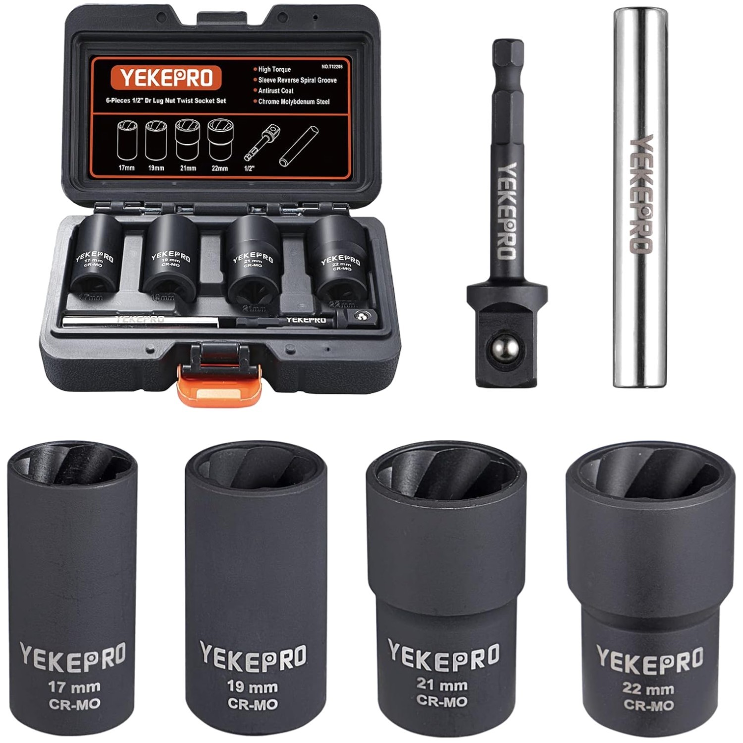 Lug Nut Removal Tool Set, Impact Twist Socket Extractor Kit