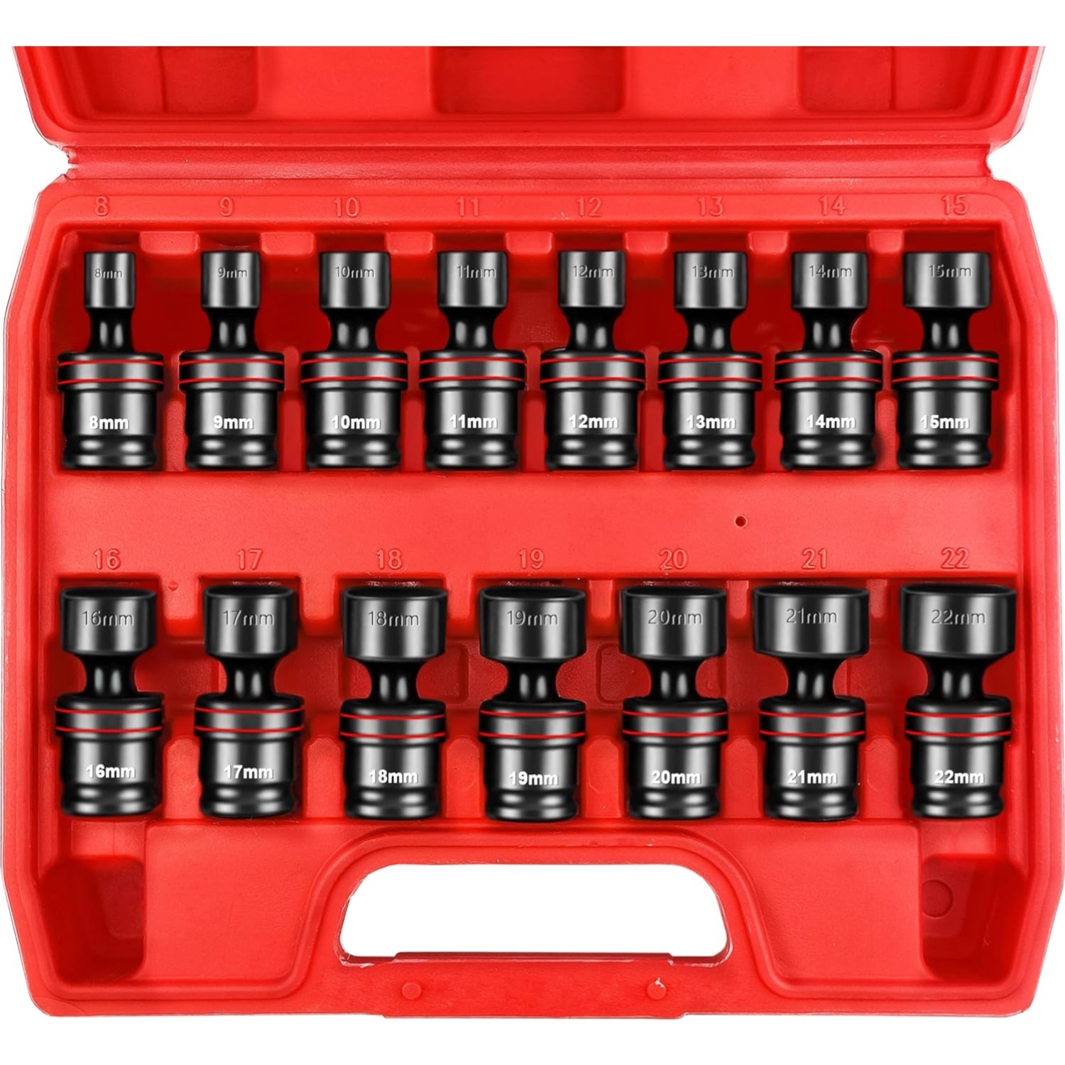 Heavy-Duty 15-Piece 3/8″ Universal Joint Socket Set – Easy Storage Case Included