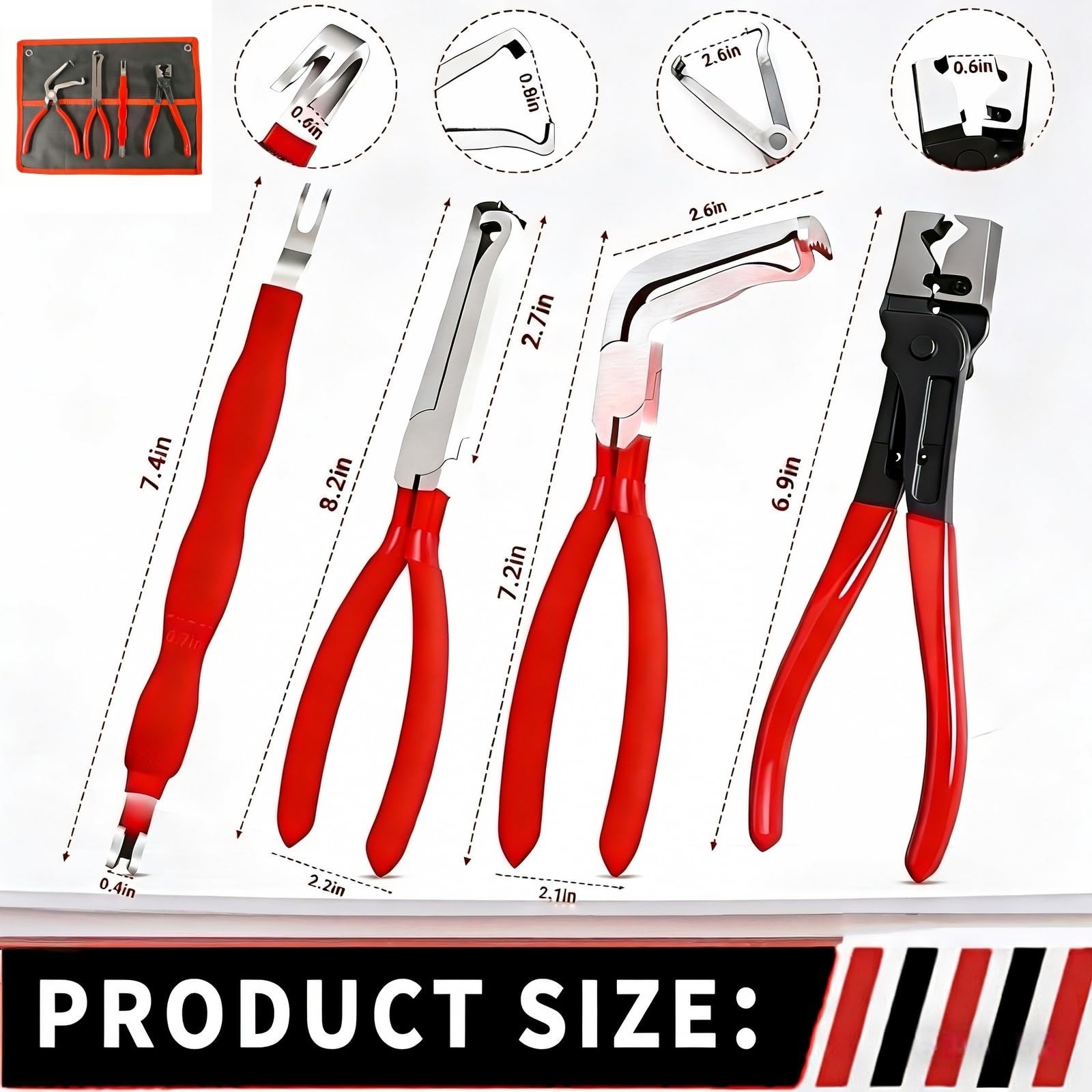 DGZMJJ 4-in-1 Automotive Clip Pliers Set, Electrical Disconnect & Black