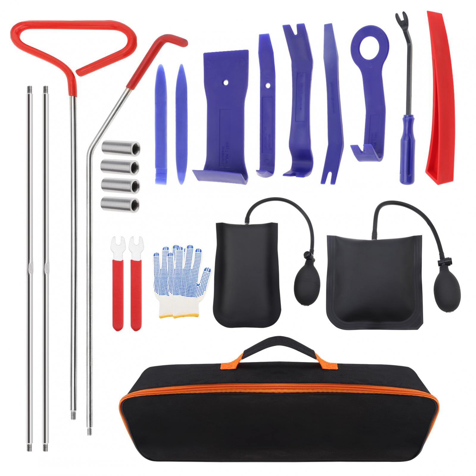 Car Tool Kit, 65 Inch Pull, 24 Pieces Puller, Stainless Steel Car Lockout Kit