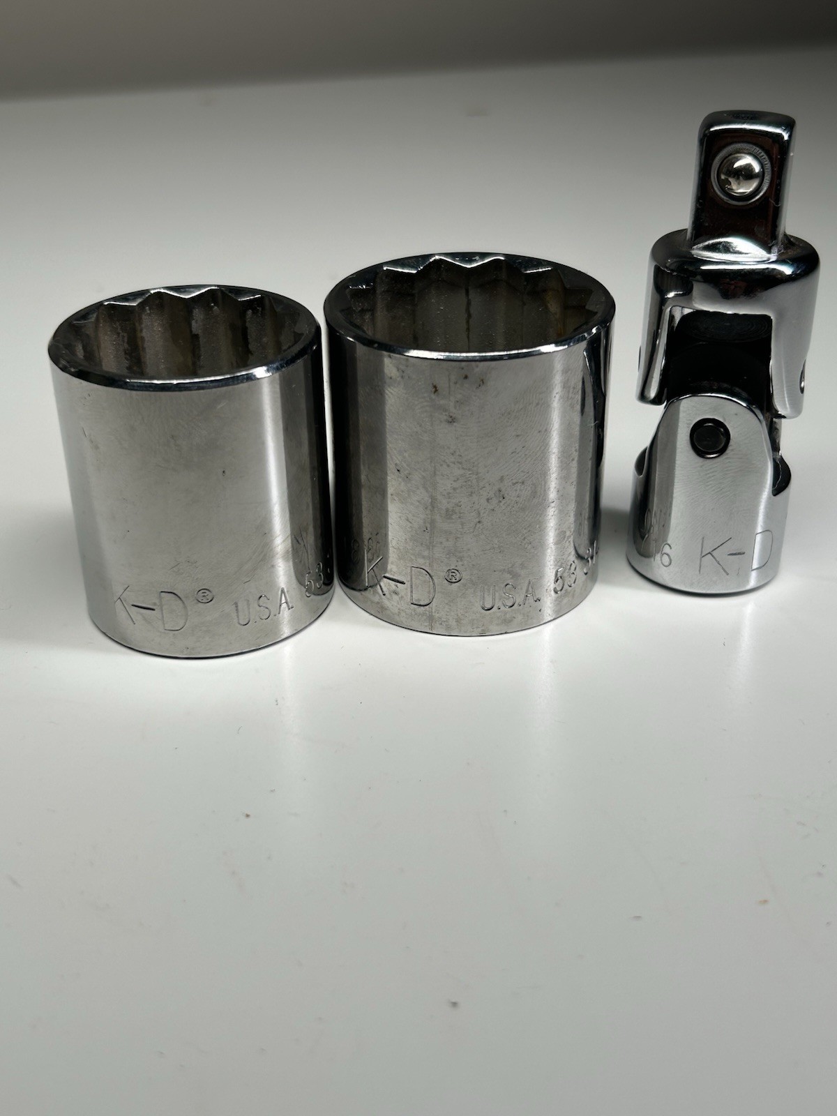 K-D USA 3 Pc Lot 1/2” Drive Deep Sockets 1-1/8”&1-1/4” + Universal SwivelAdapter