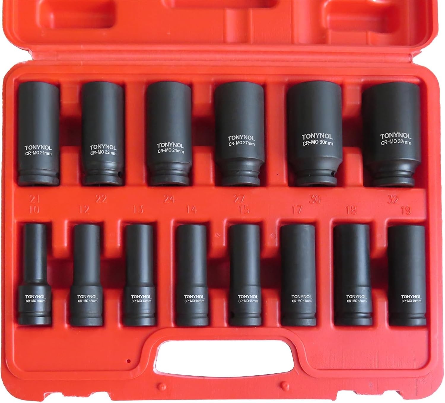 Metric 10-32mm 1/2 Inch Deep Drive Impact Socket Set – Tough Cr-Mo Construction