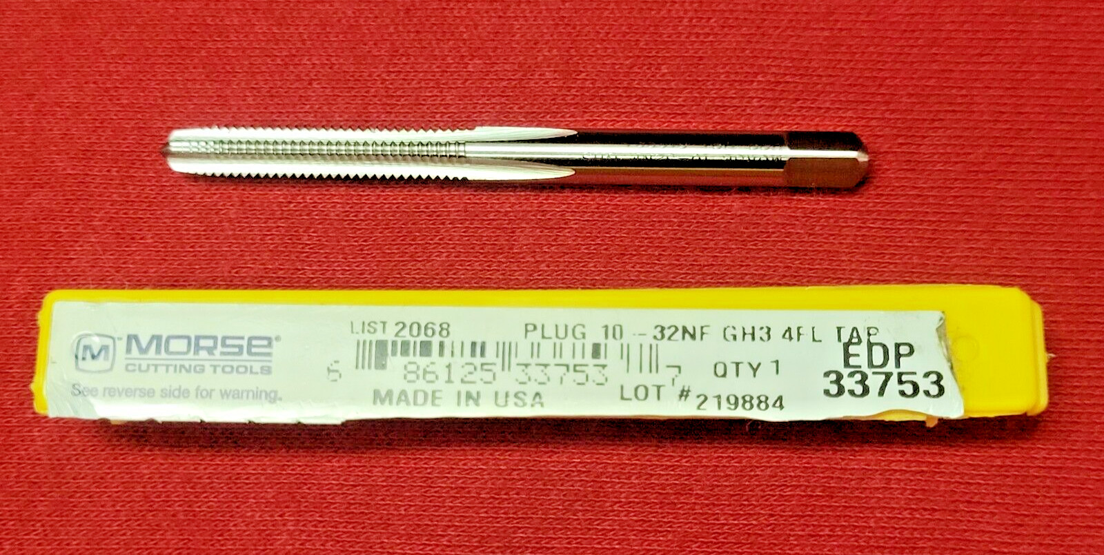 10-32 NF Plug Hand Tap HSS 4 Flute Morse MT3733753 USA 10/32