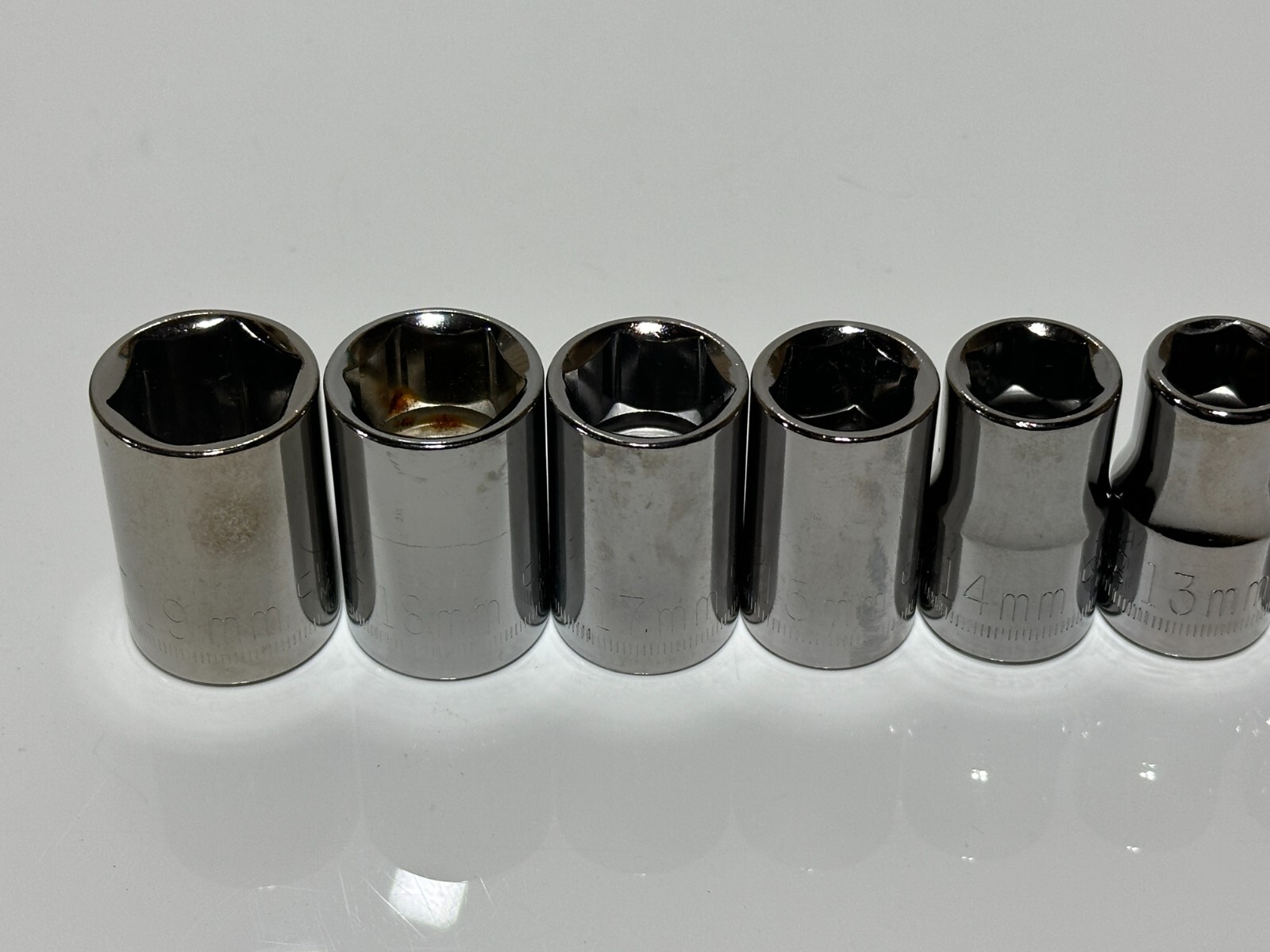 Craftsman USA NOS 10pc Metric 9mm to 19mm Shallow Socket Set, 1/2″ Drive 6 Point