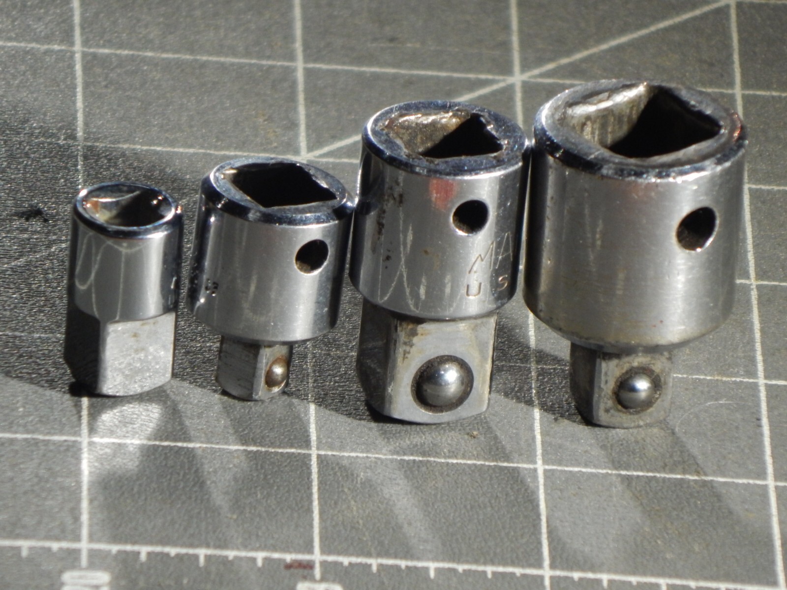 READ< Mac 4Pc 1/4 3/8 1/2 Drive Socket Adapter Reducer Set A128 A1216 A1612 Dr