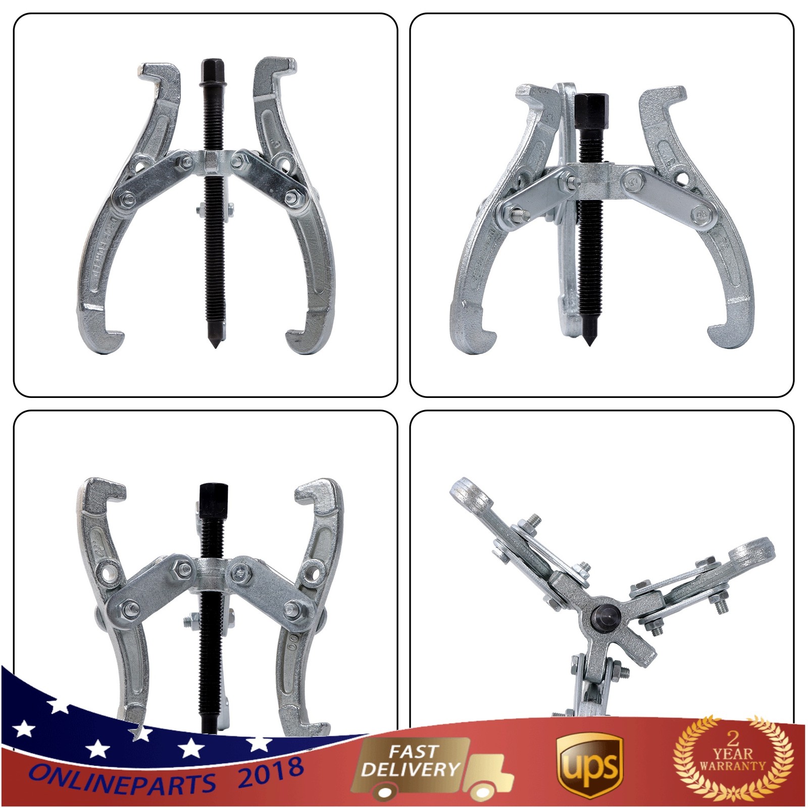 4 Pcs 3 Jaw Puller Tool Kit for Pulley Gear Bearing 3 in/4 in/6 in/8 in