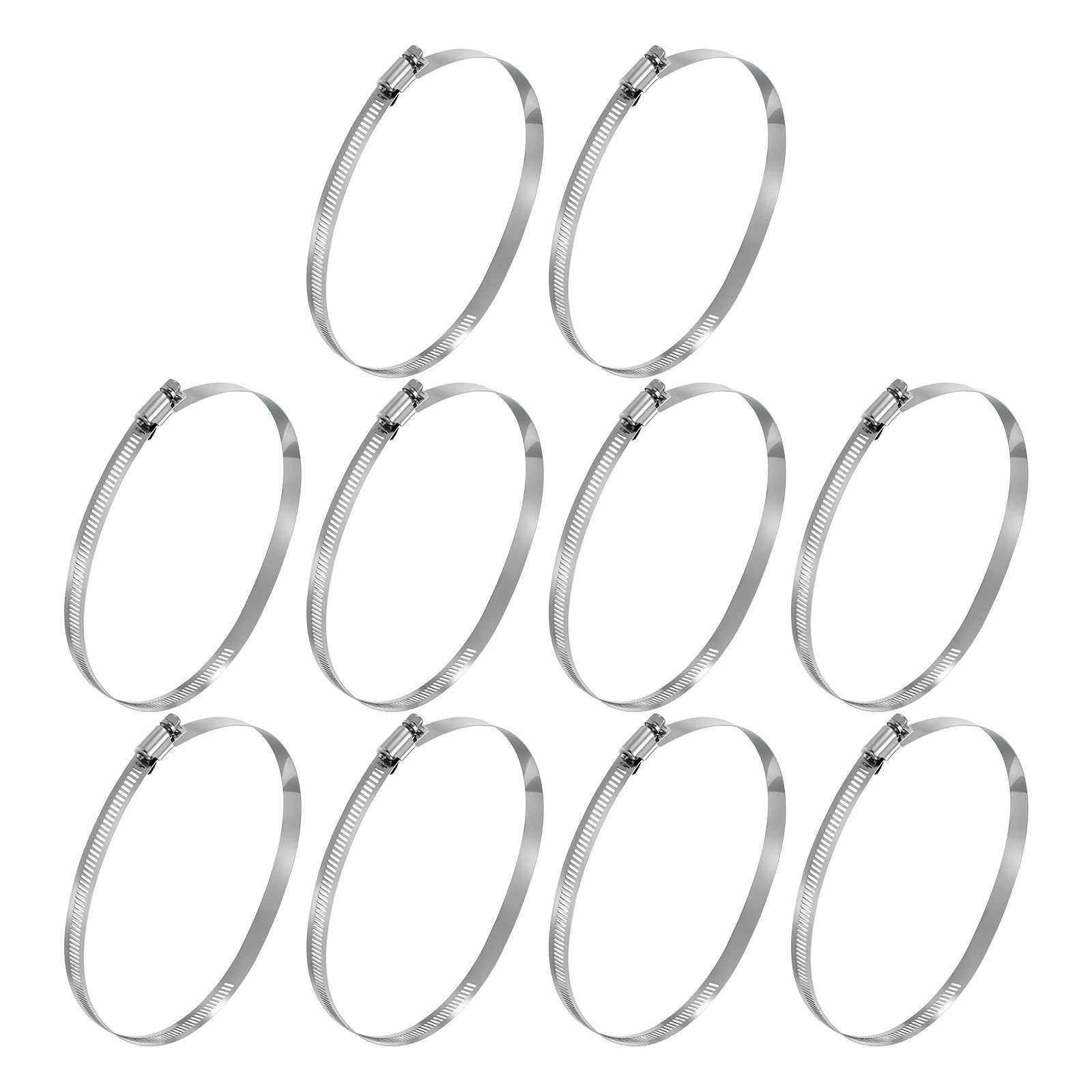 10Pcs Stainless Steel Hose Clamps, Adjustable 6.2″ to 7″ (155-178mm)