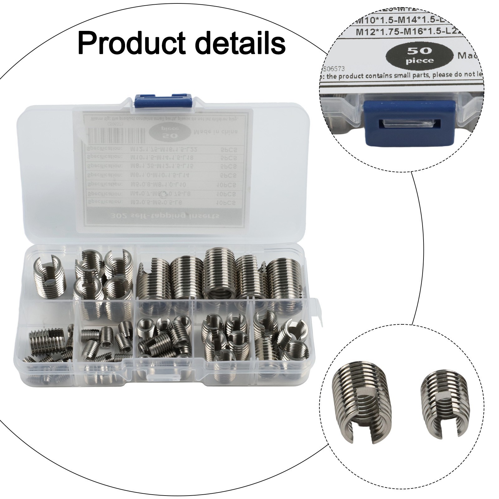 Self Tapping Thread Inserts 50 Pieces Stainless Steel for M3 Through M10