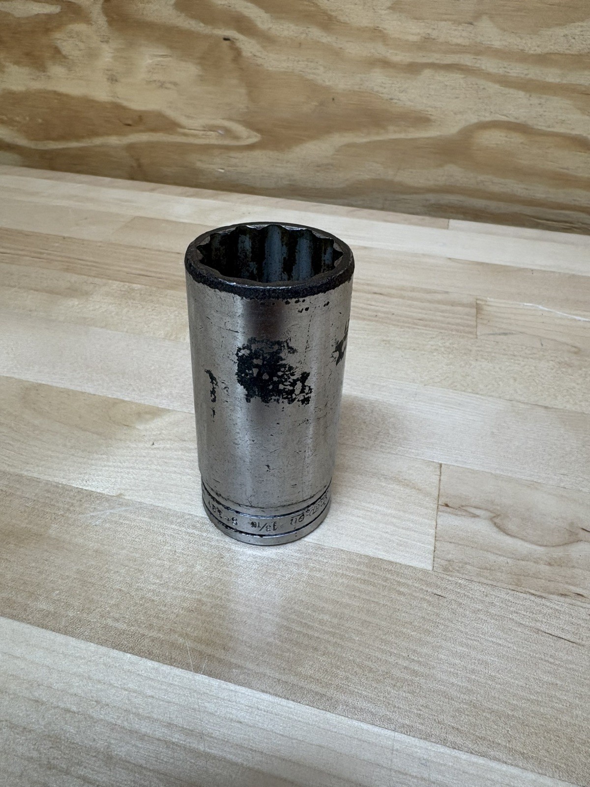 SNAP-ON TOOLS No. S-381 SAE Chrome 12pt Deep Flank Drive Socket 1-3/16″ U.S.A.