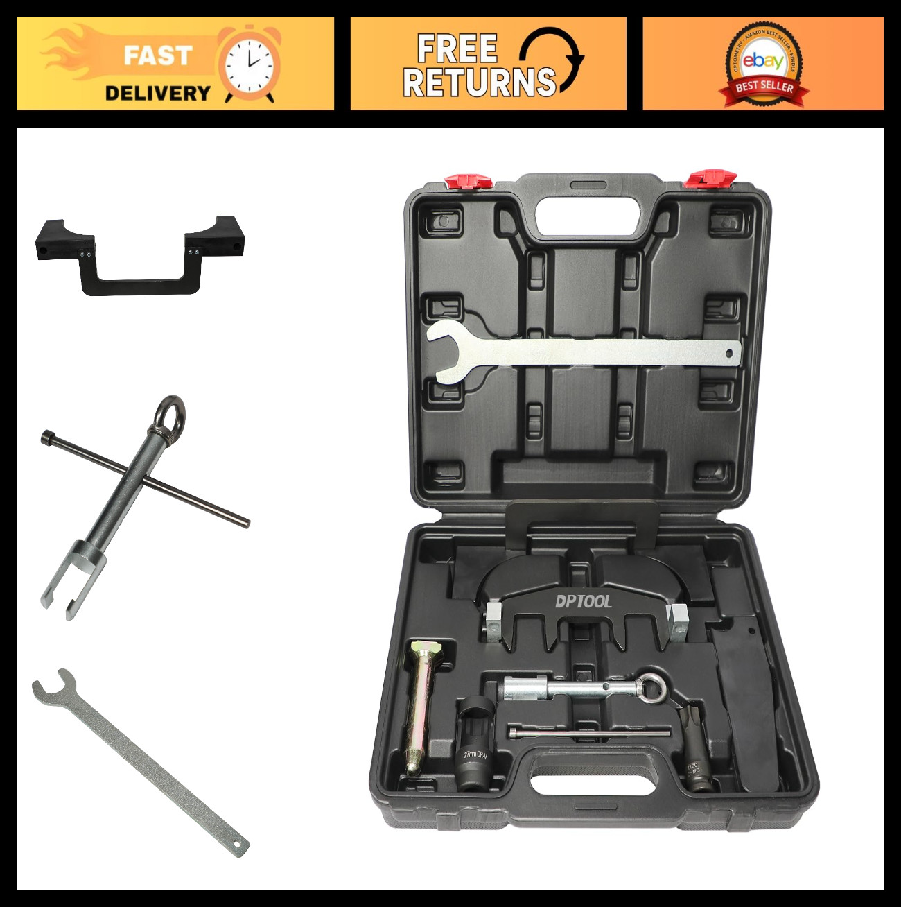 Camshaft Adjuster Timing Chain Tool Kit & Fuel Injector Remover Set for Mercedes