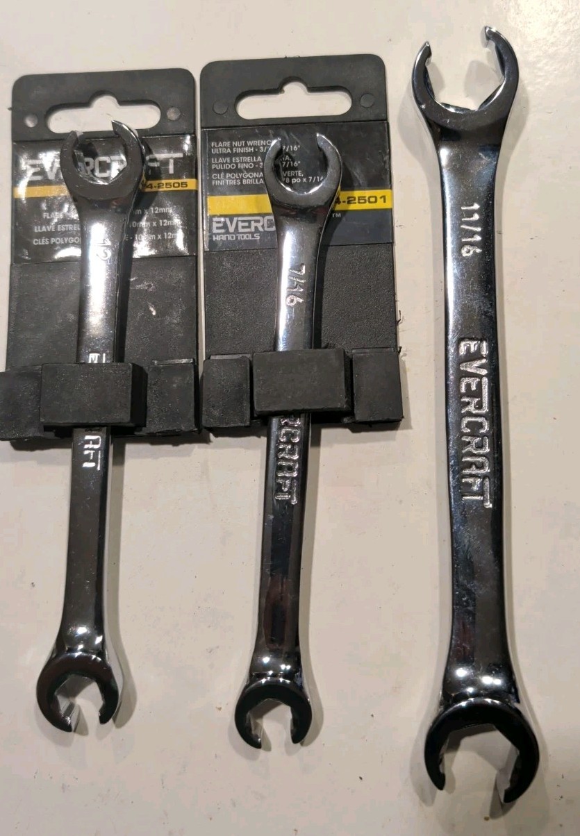 Napa Evercraft 3 PC Flair Nut Wrenches 10mmx12mm 11/16×5/8 3/8×7/16