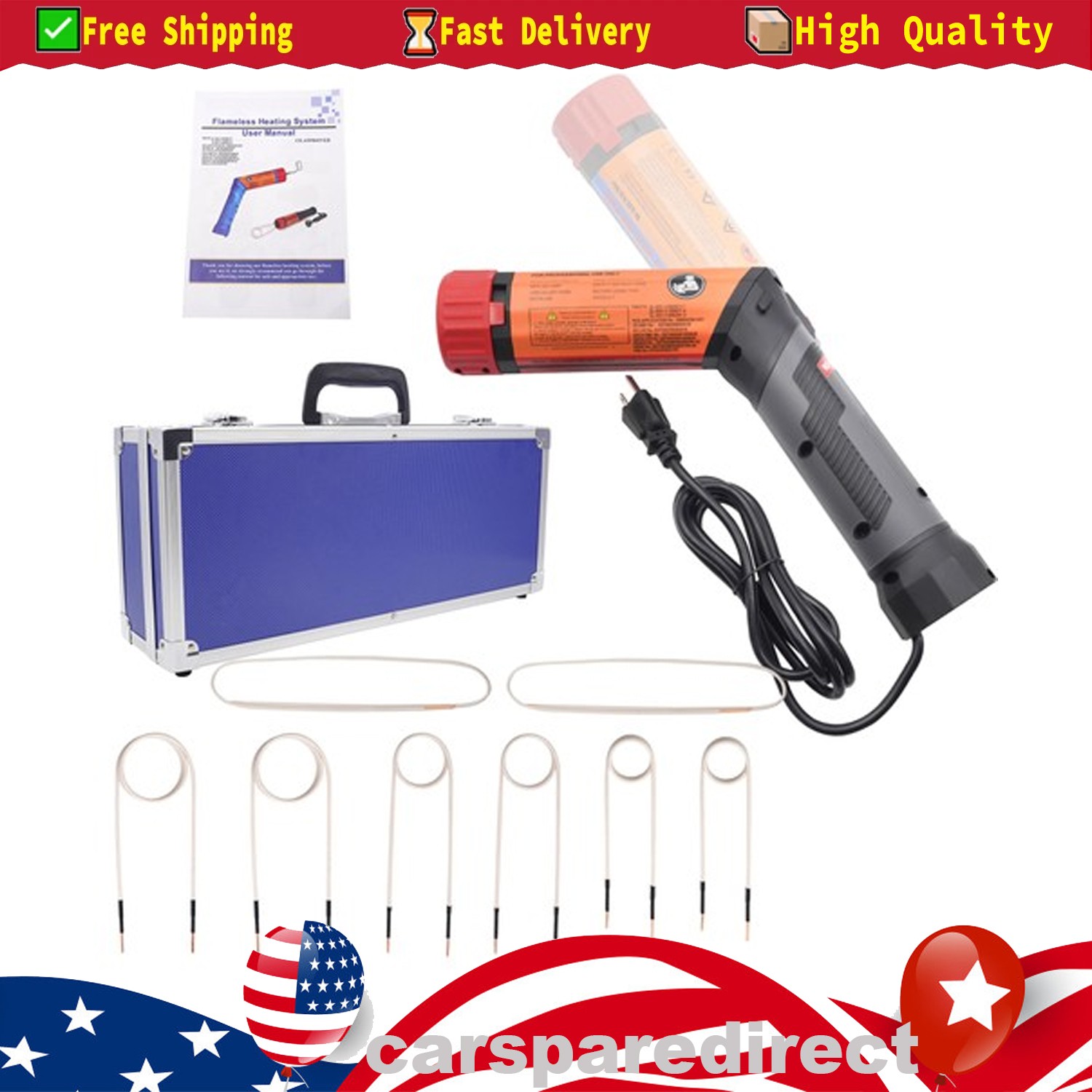 1100W Portable Heat Induction Tool Magnetic Induction Heater Kit with 8 Coils