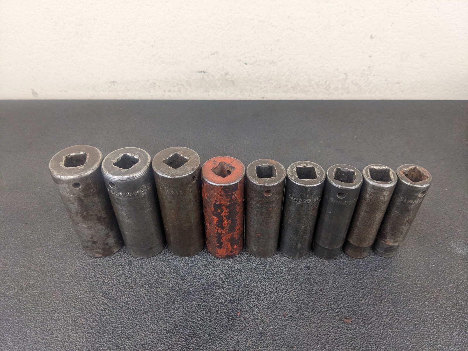 #bm563 Snap On Tools 309SIMYA 1/2″ Drive 9pc SAE Deep 6 Point Impact Socket Set