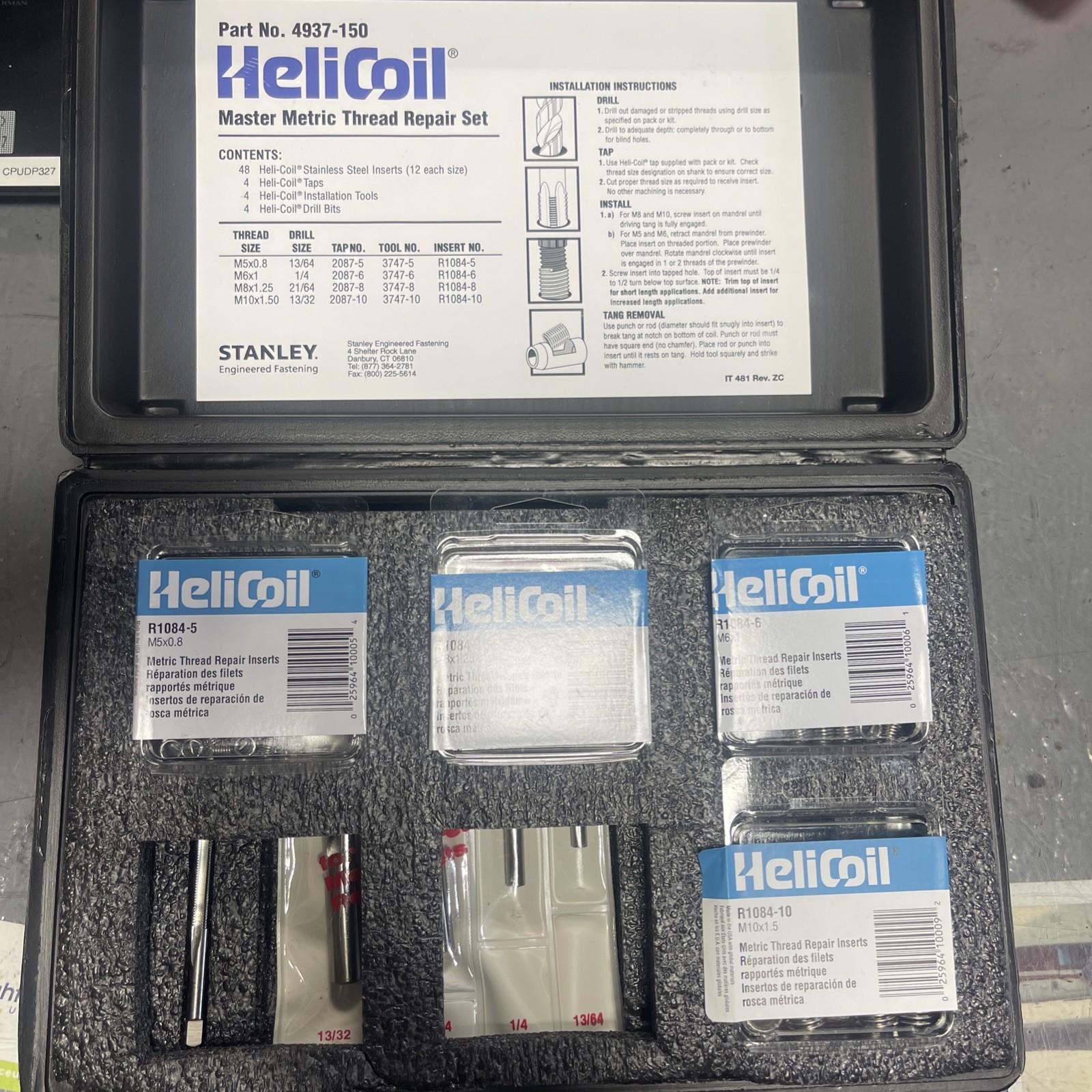 4937-150 Helicoil Metric Master Thread Repair Kit Please Read** See Pictures
