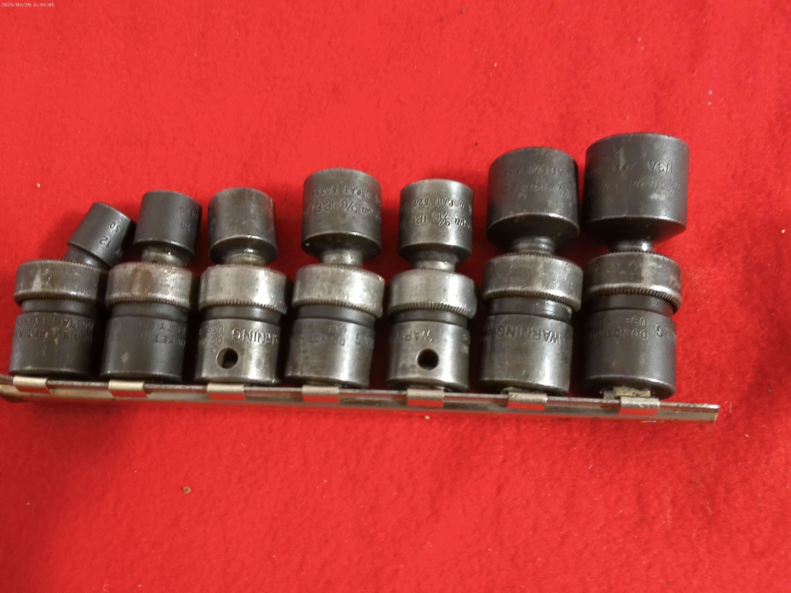 Snap On 7pc Wobble Sockets 3/8 Drive IPF SAE Swivel Impact Socket Set 3/8-3/4
