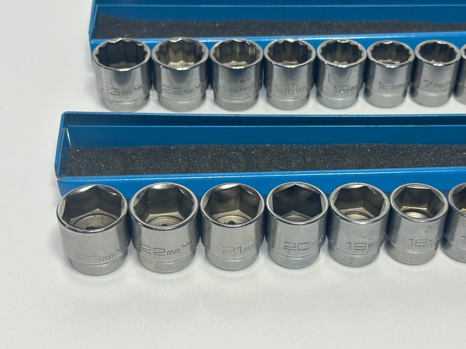 🇺🇸 Matco Tools USA 36pc Metric 6mm-23mm Shallow Socket Set, 3/8” Drive (Rare)