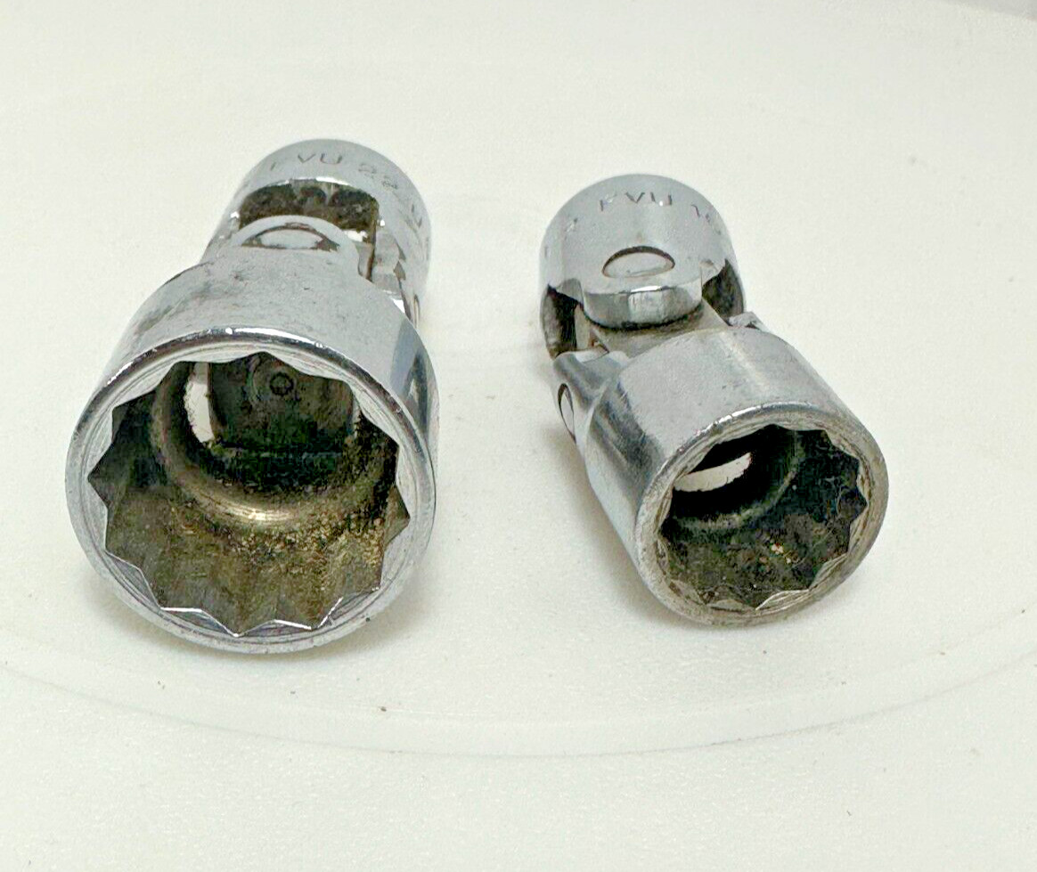 2pc Vintage Snap On 1/2 FVU 16 & 11/16 FVU 22 Flex Socket