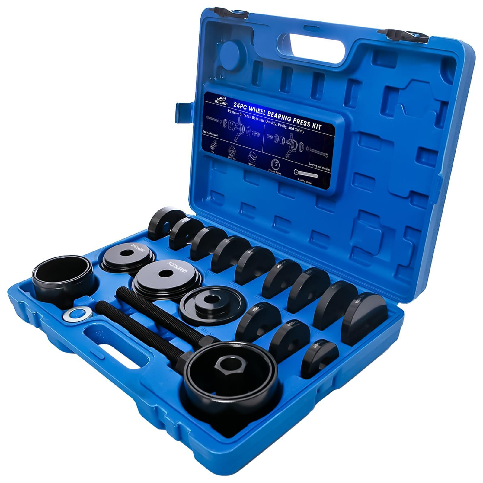 SIXIWANZI 24pc Wheel Bearing Press Kit for Easy Removal & Installation FWD…