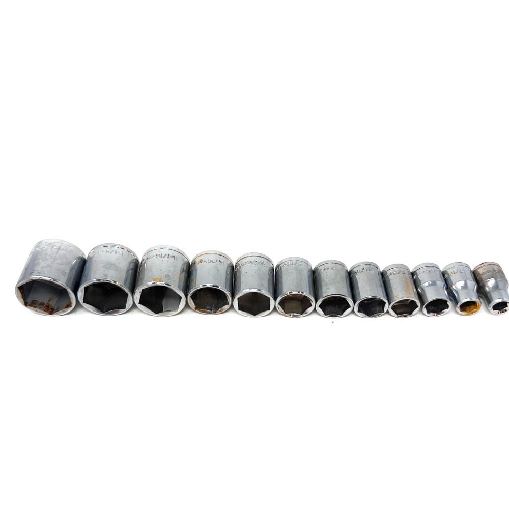 12 Pcs SAE 1/2 in Drive, Socket Set, 6 Point, Hand Tools, Workshop Equipments