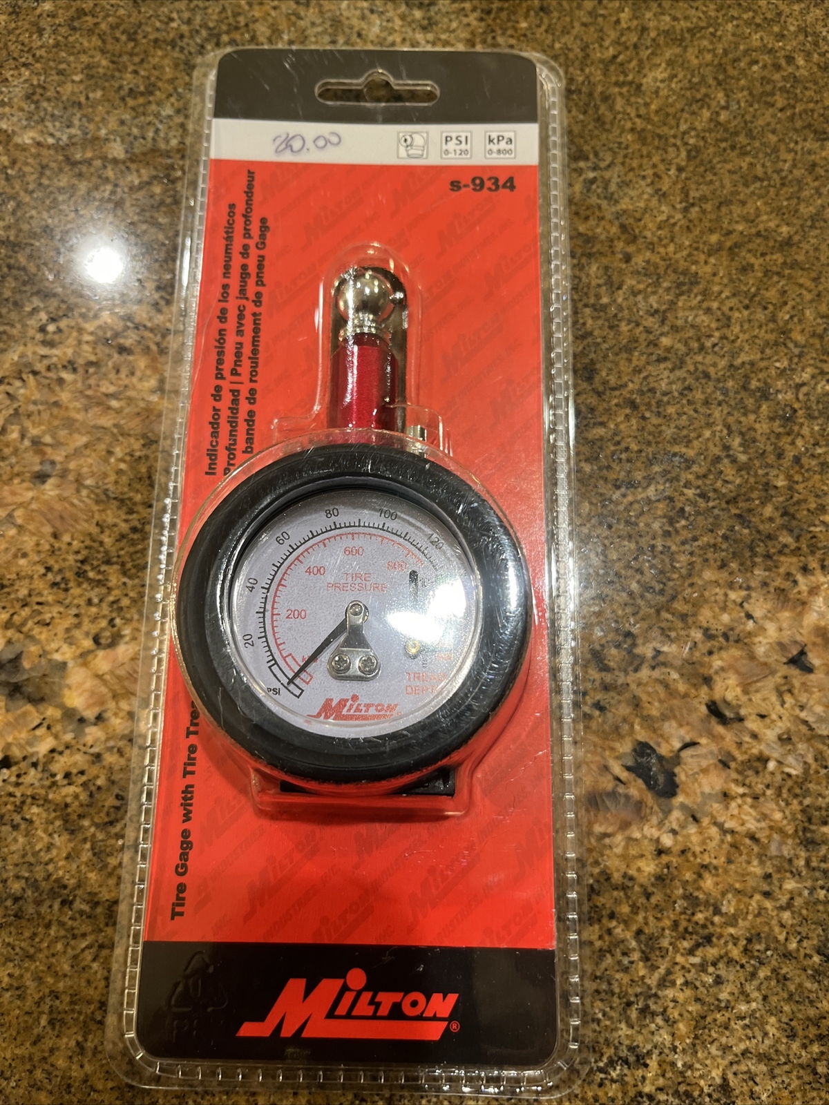Milton S-934 Dial Tire Gauge, 0-120 PSI