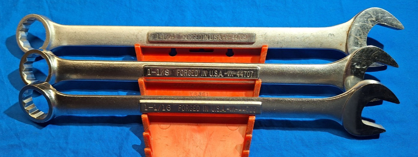USA Craftsman 3pc SAE Large combination wrenches 1-1/4″, 1-1/8″ 1-1/16″ 44708 07