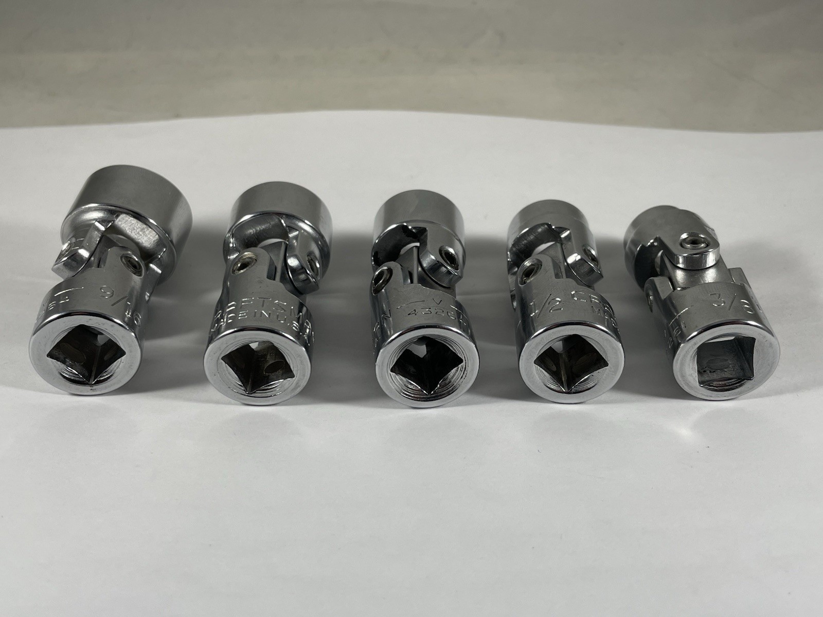 Vintage Craftsman USA 3/8” Drive, Swivel Socket Lot Of 5, 3/8 1/2 9/16 5/8 11/16