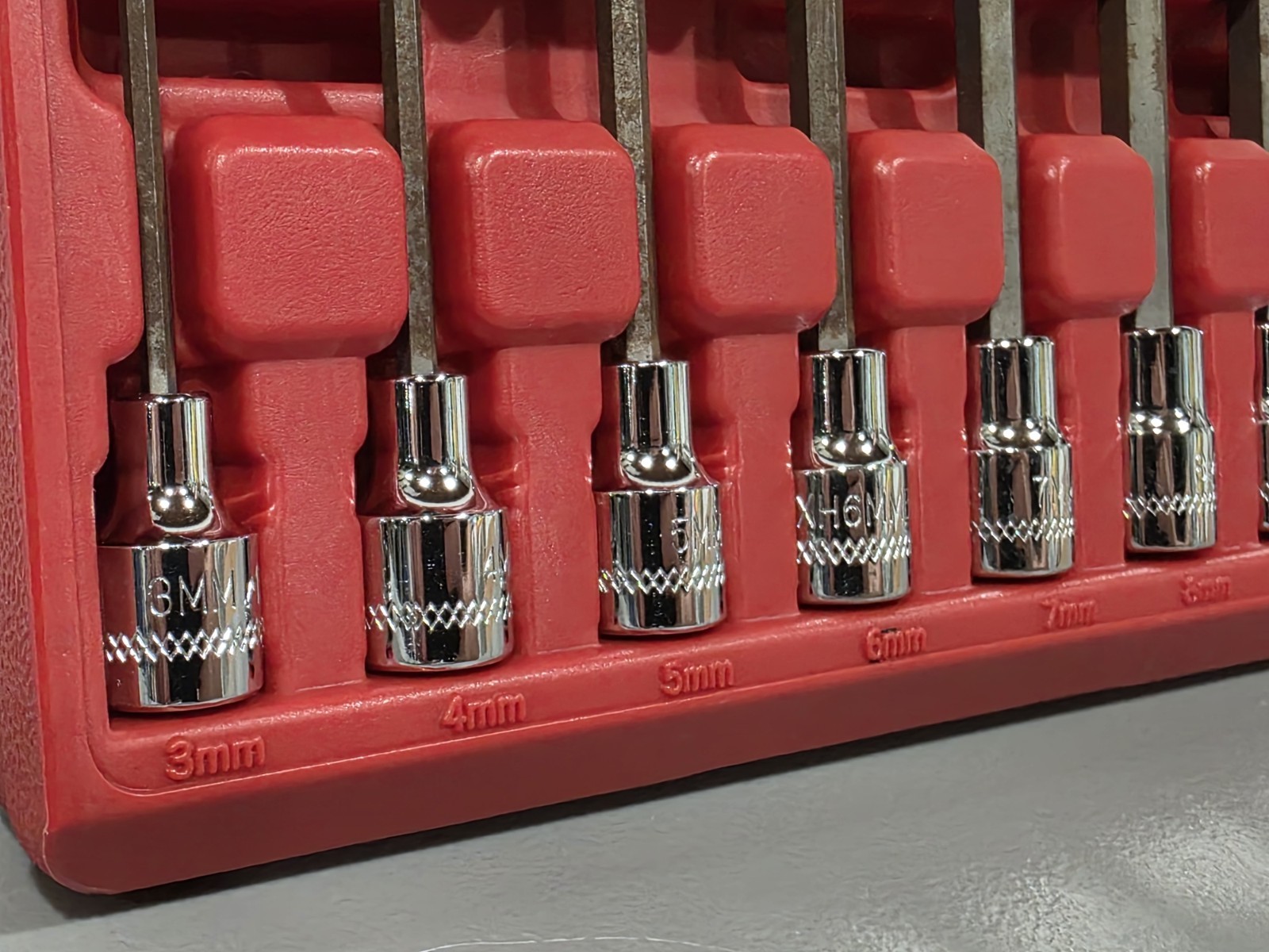 Mac Tools SXMALB8PT 8-PC. 3/8″ Drive Metric Long Speed Hex Driver Set Silver