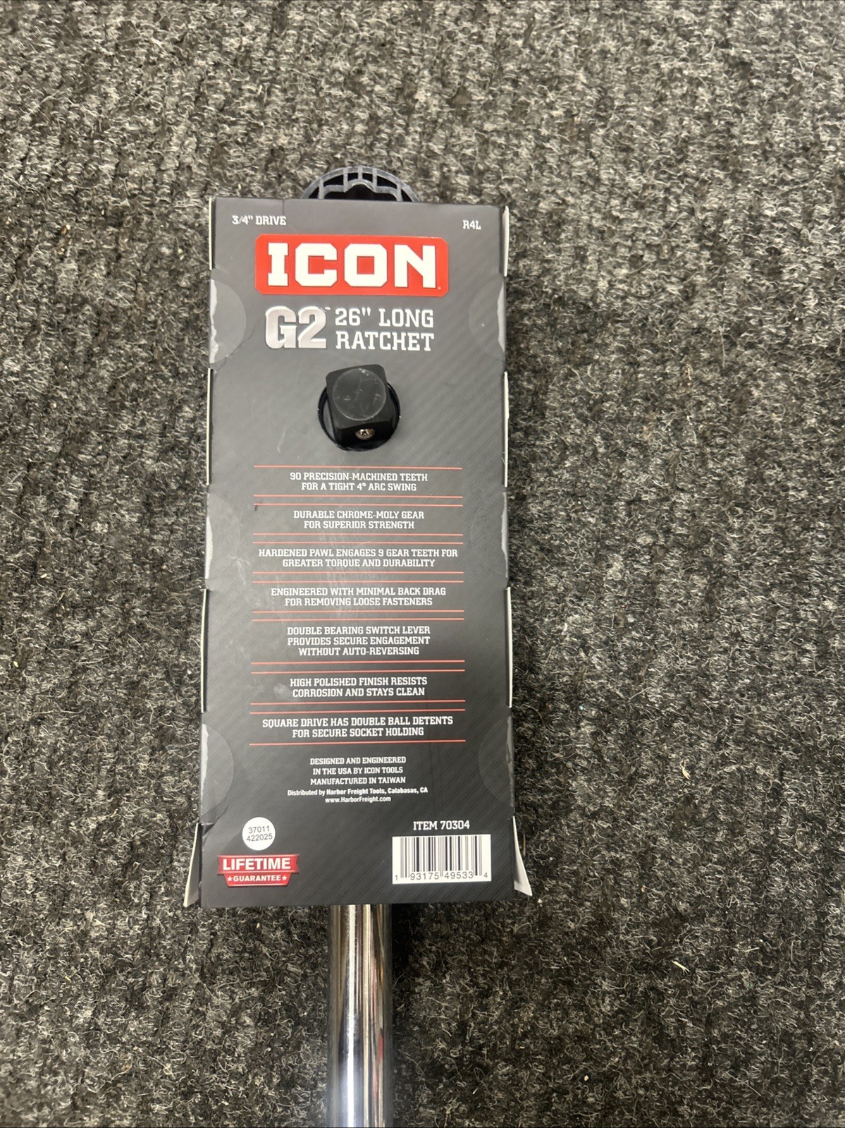 New ICON G2 Series 3/4 Drive R4L Ratchet Long Handle 26 Inches Long