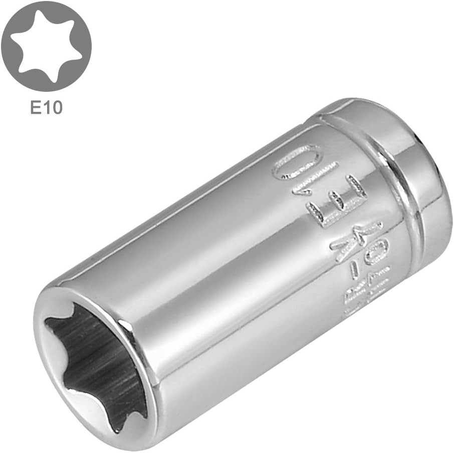 uxcell 2Pcs 1/4-inch Drive E10 External Torx Shallow Socket, Cr-V Steel