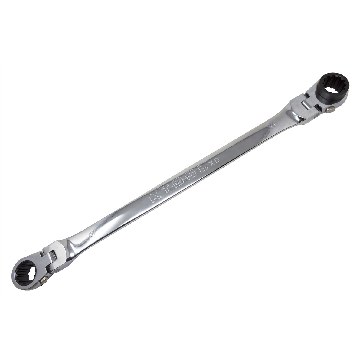 K Tool International Wrench 27mm x 30mm Ratcheting Reversible Flexible Double Bo
